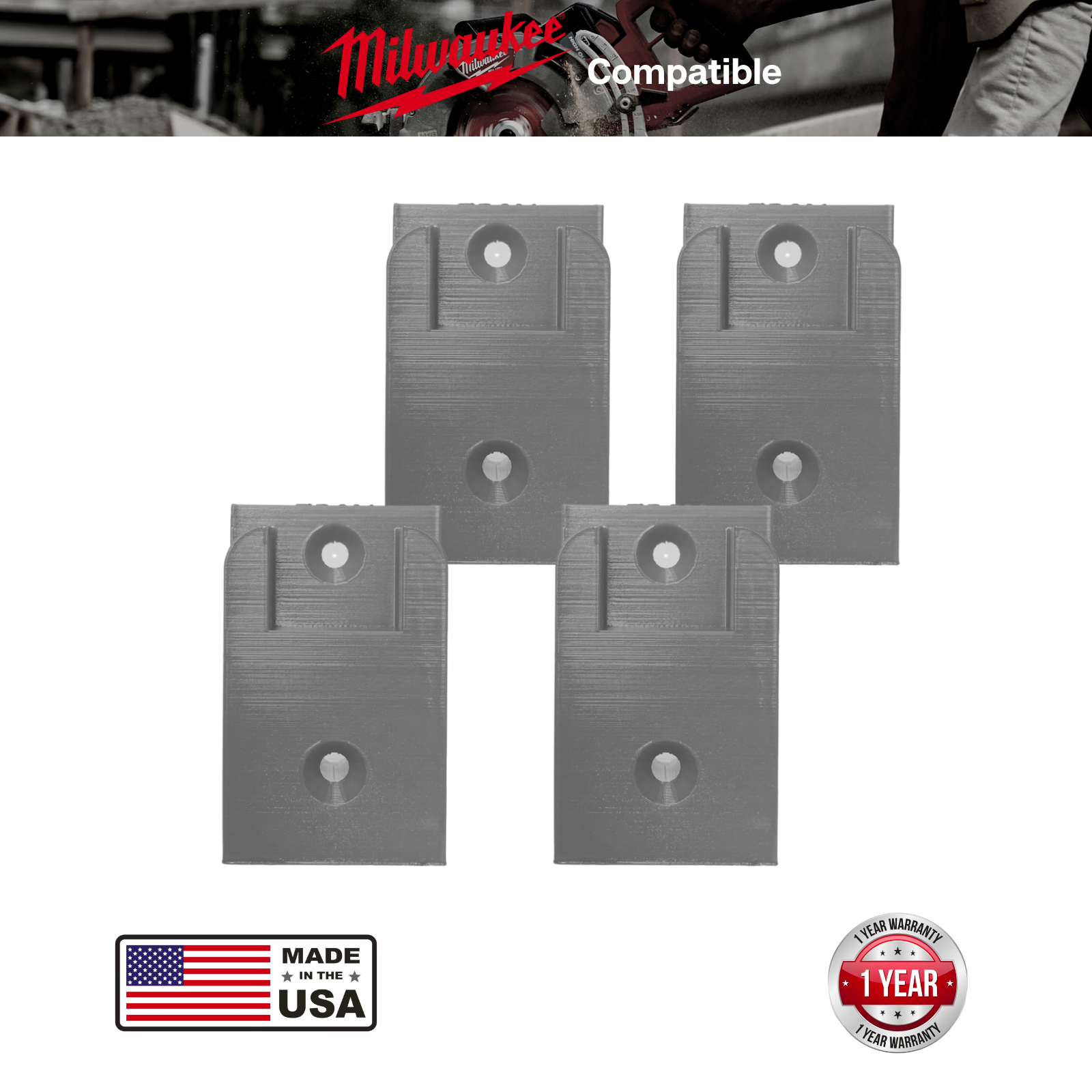Milwaukee M18 Tool Mounts — 4-Pack