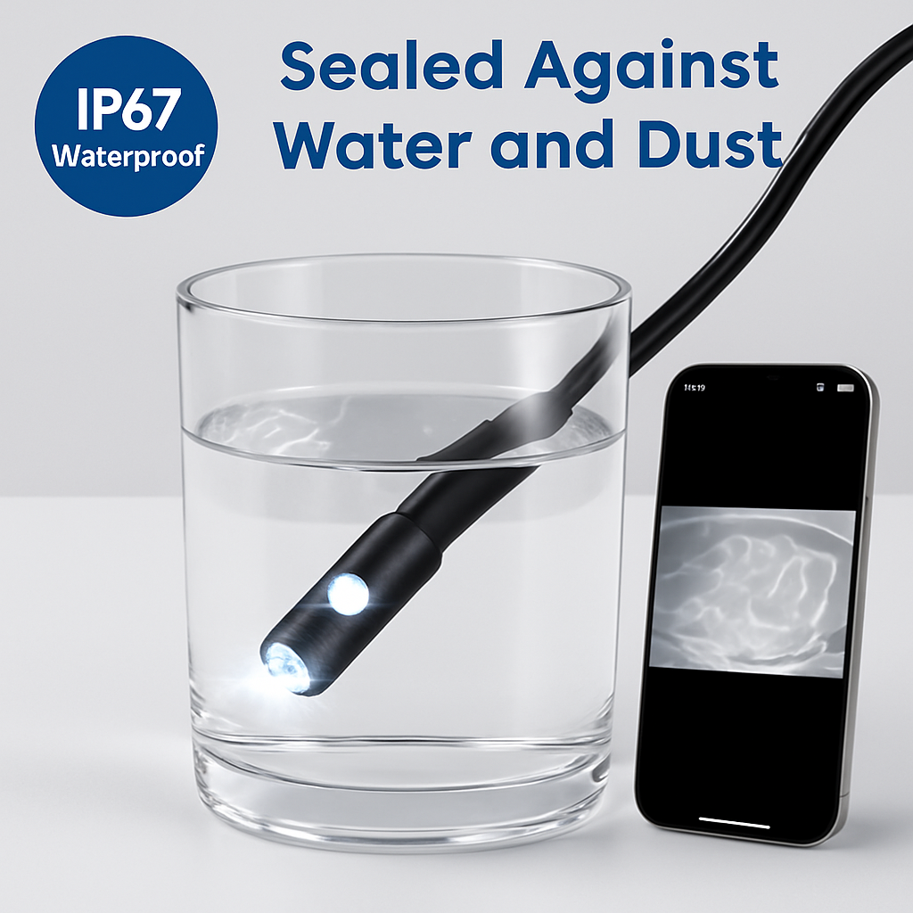 IP67 inspection camera probe for wet and tight-space inspections